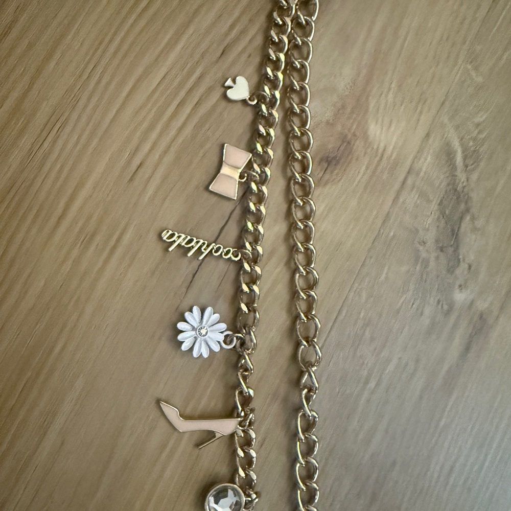 Kate Spade NWT Gold Charm Belt with White Accents